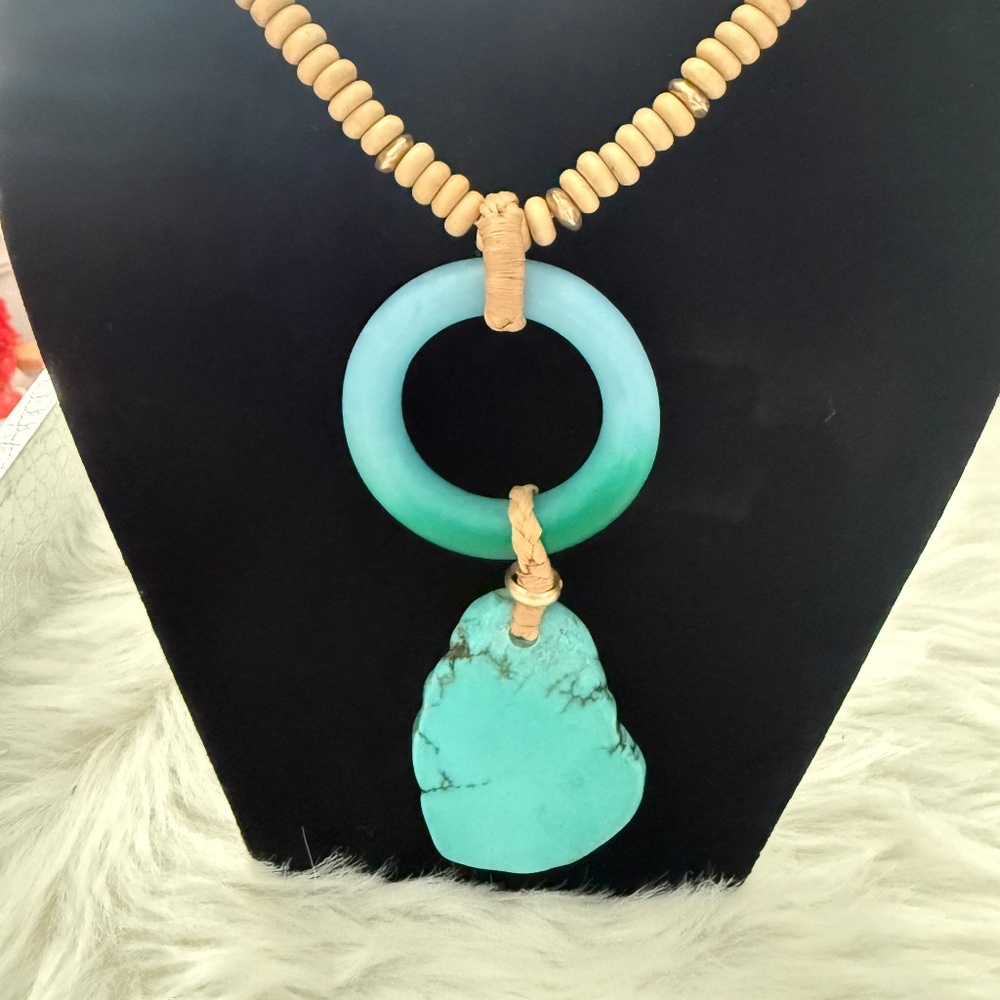 Chico's Cool Multi Links Turquoise Rock Necklace
